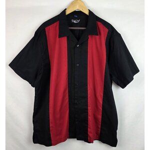Good Life Bowling Shirt Mens Size XL Black & Red Short Sleeve Button Down Top